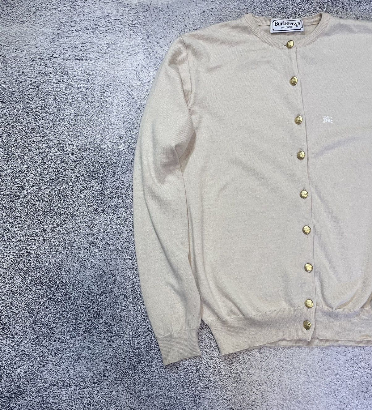 Burberry Burberrys Women Cardigan Beige Wool Vintage Gold Button Logo Size XL / US 12-14 / IT 48-50 - 7 Thumbnail