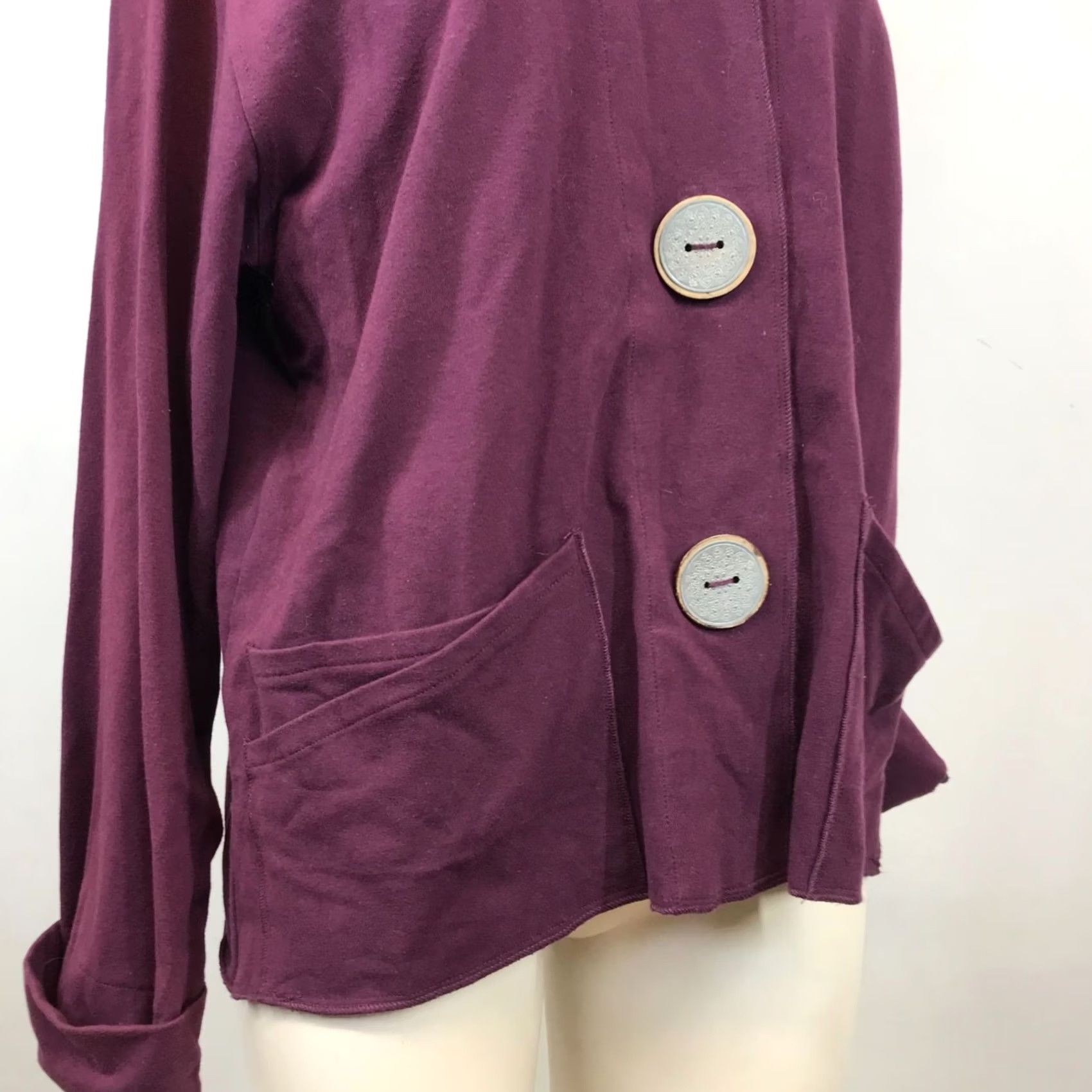 Habitat WOMEN'S MEDIUM BERRY CARDIGAN COTTON BLEND BUTTON UP LONG SLEEVE HABITAT Size M / US 6-8 / IT 42-44 - 3 Thumbnail