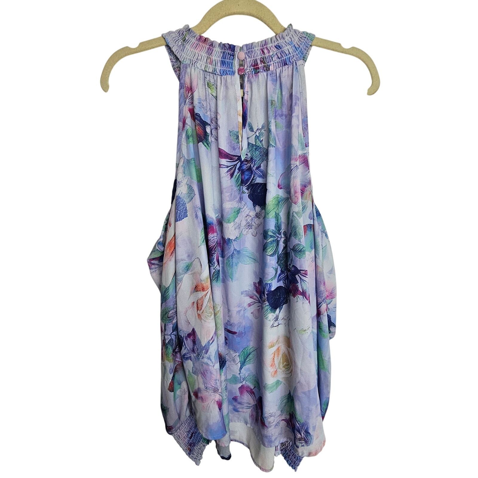 Corridor Torrid Blouse Purple Floral Print Cold Shoulder Top 1X Size XL / US 12-14 / IT 48-50 - 8 Thumbnail
