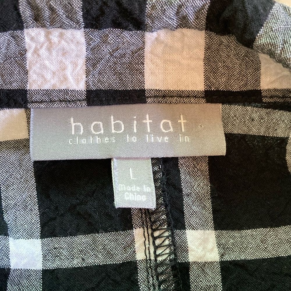 Habitat Habitat Womens Size L Black White Plaid Button Up Cotton Shi Size L / US 10 / IT 46 - 3 Thumbnail