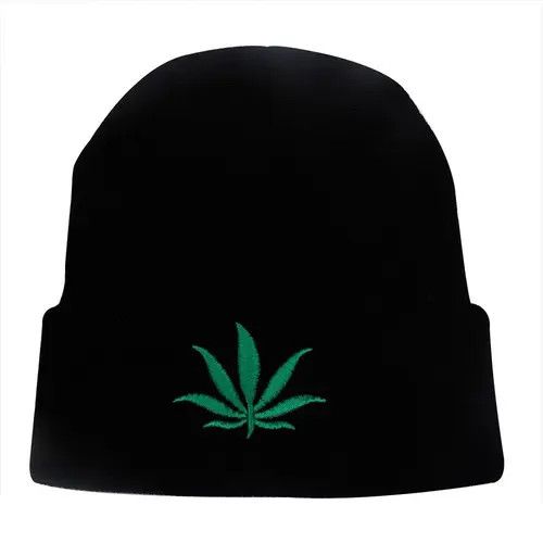Japanese Brand Black Color Weed Leaf Beanie Hat Size ONE SIZE - 4 Thumbnail