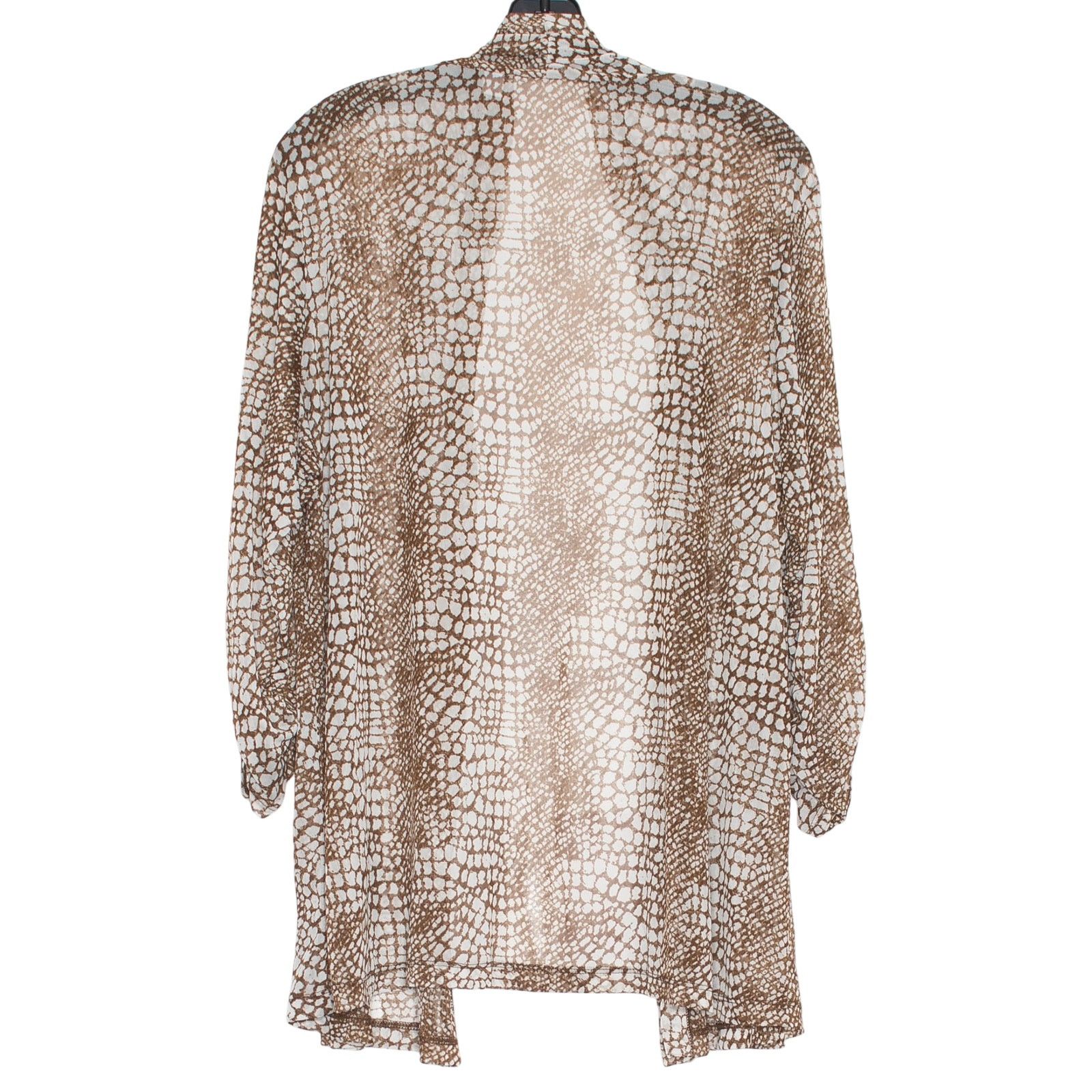 Other Susan Graver Sheer Cardigan Brown White Plus 2X Open Front Size XXL / US 16-18 / IT 52-54 - 3 Thumbnail