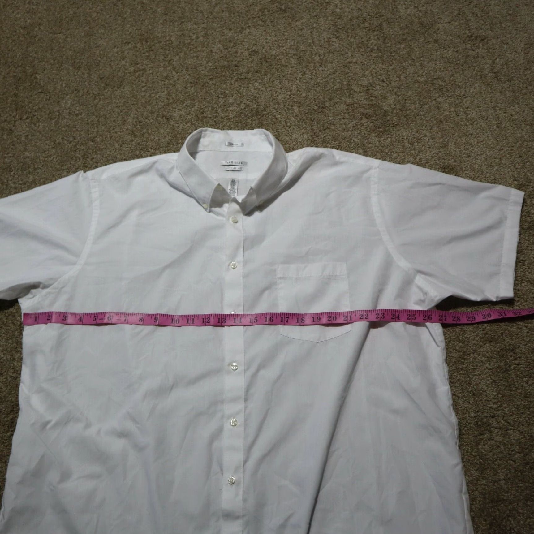 Van Heusen VINTAGE Van Heusen White Dress Shirt Men 18.5 Solid Collar Size 48R - 5 Thumbnail