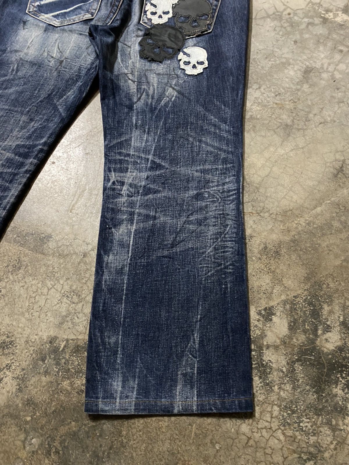 If Six Was Nine × Japanese Brand × Tornado Mart Baggy Jeans Cloud72 Skull Patch Distressed Design Size US 36 / EU 52 - 4 Thumbnail