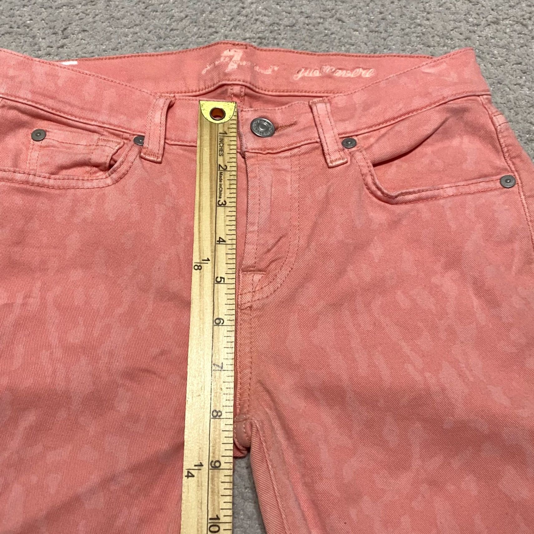7 For All Mankind 7 For All Mankind Jeans Womens 26 Pink Jacquard Skinny Low Rise Gwenevere Size 26" / US 2 / IT 38 - 7 Thumbnail