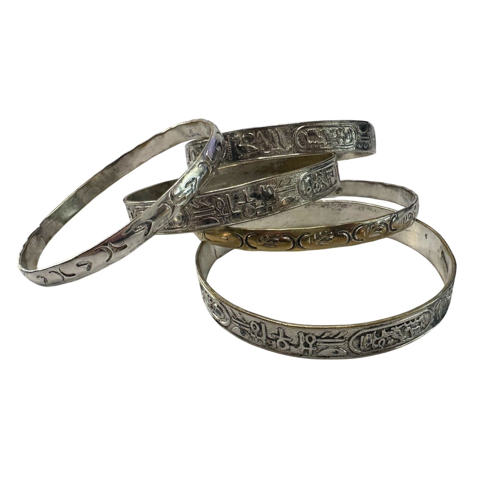 Other Symbol Etched Silverplated Bangle bracelets Stamped MEXICO Size ONE SIZE - 9 Thumbnail