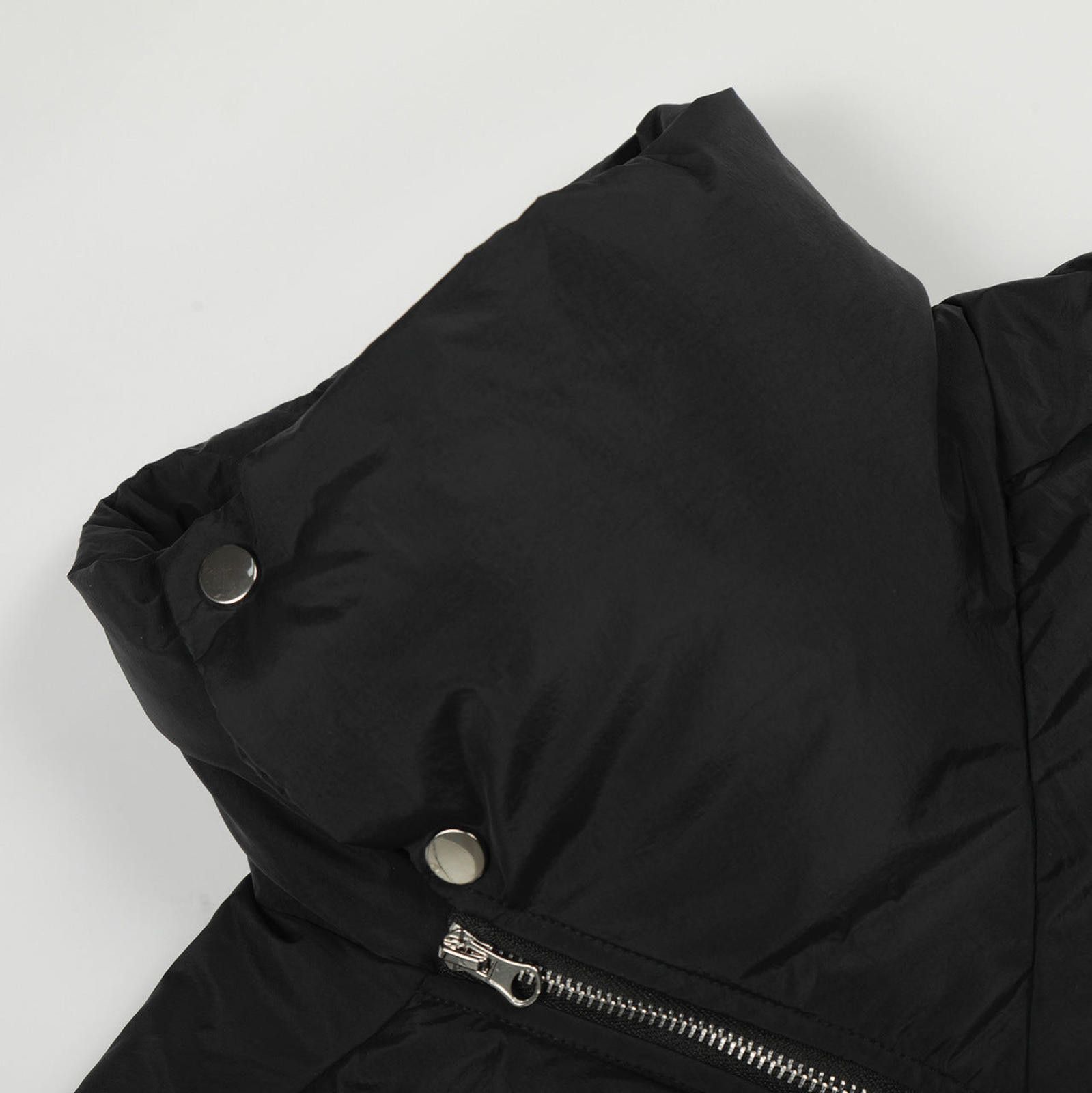 Japanese Brand Black Asymmetric Zip Puffer Jacket, Men's Winter Outerwear Size US M / EU 48-50 / 2 - 2 Thumbnail