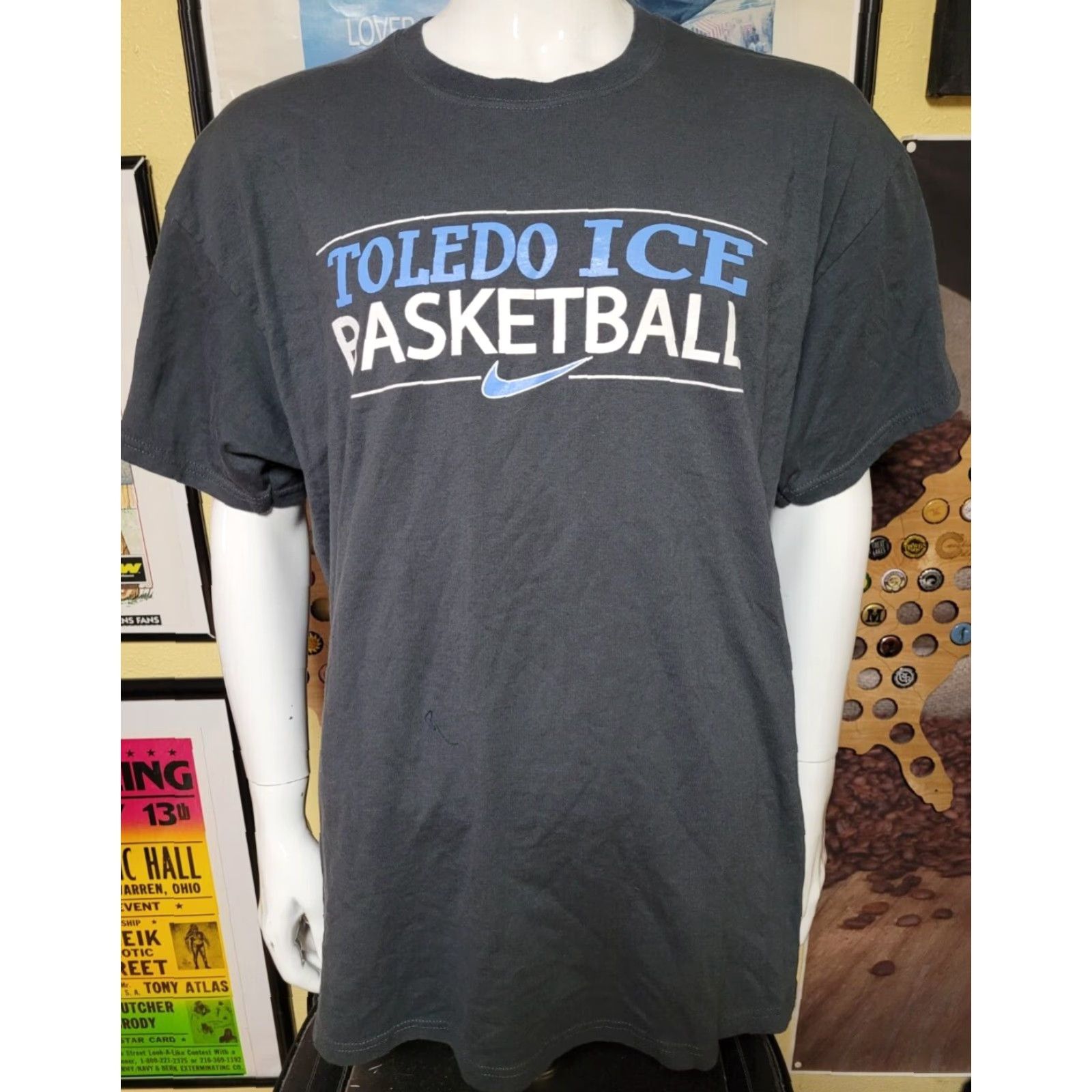 Jerzees Toledo Ice ABA T Shirt 2XL Gray Men Cotton Blend Jerzees Short Sleeve Crew Neck Graphic Tee Basketball 2005 2006 Defunct Size US XXL / EU 58 / 5 - 2 Thumbnail
