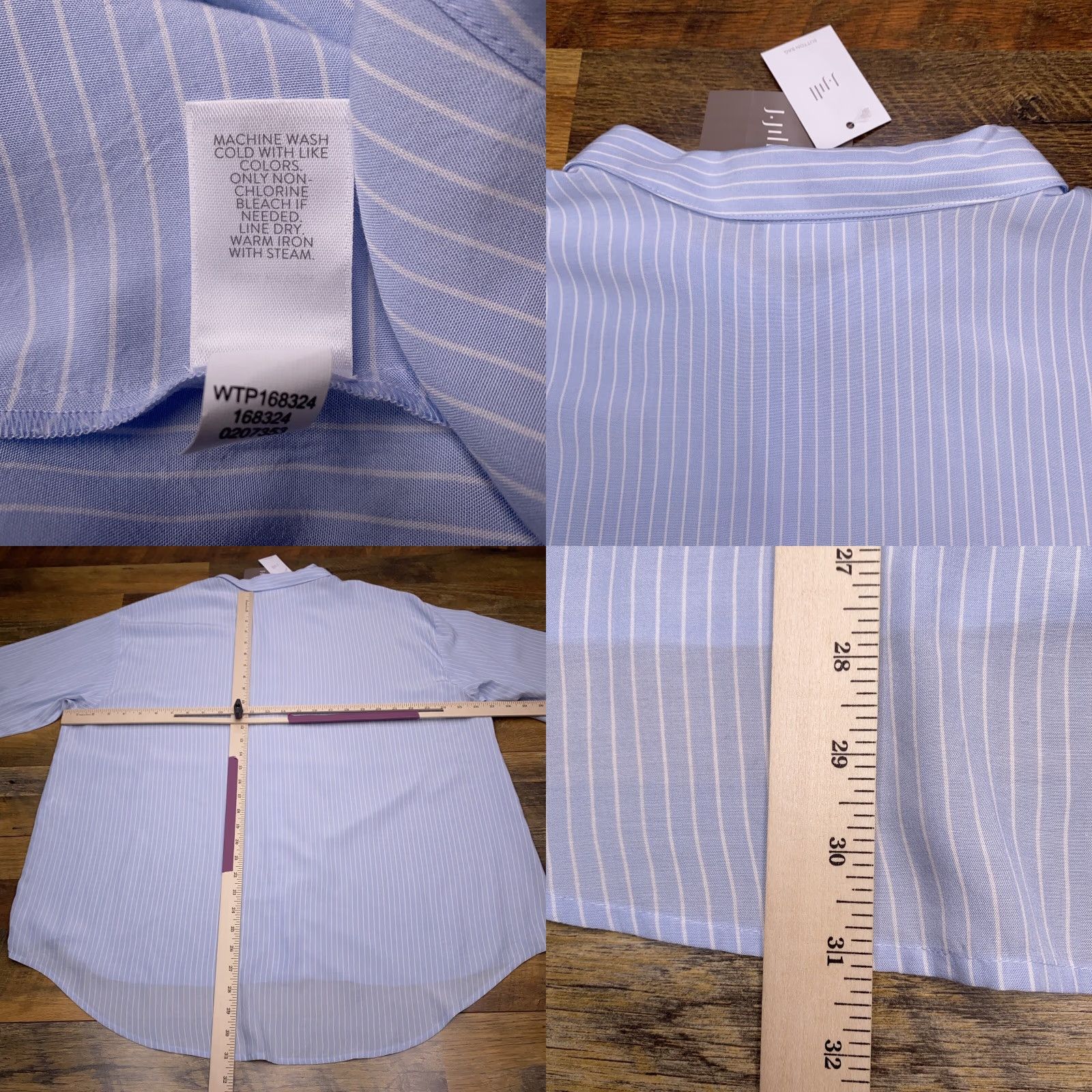 J. Jill J. Jill Button-Up Shirt Womens 2X Blue Stripe Long Sleeve Collared Pocketless Modern Lightweight All Seasons Casual New with Tags Size XXL / US 16-18 / IT 52-54 - 8 Thumbnail