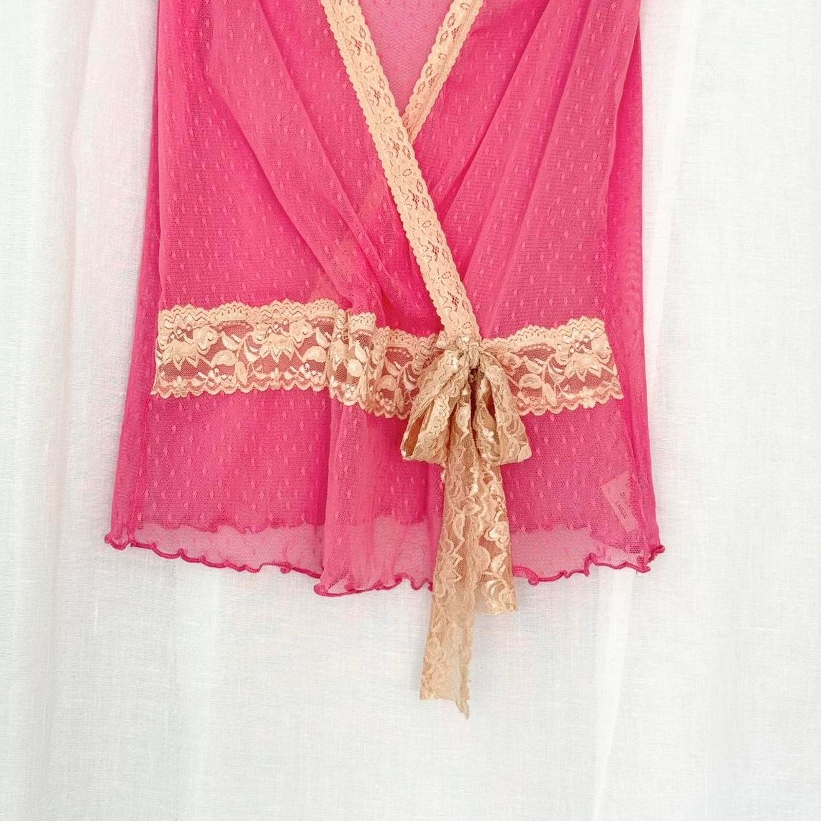 Vintage ✿ y2k sheer mesh lace wrap top wet seal ✿ Size L / US 10 / IT 46 - 3 Thumbnail