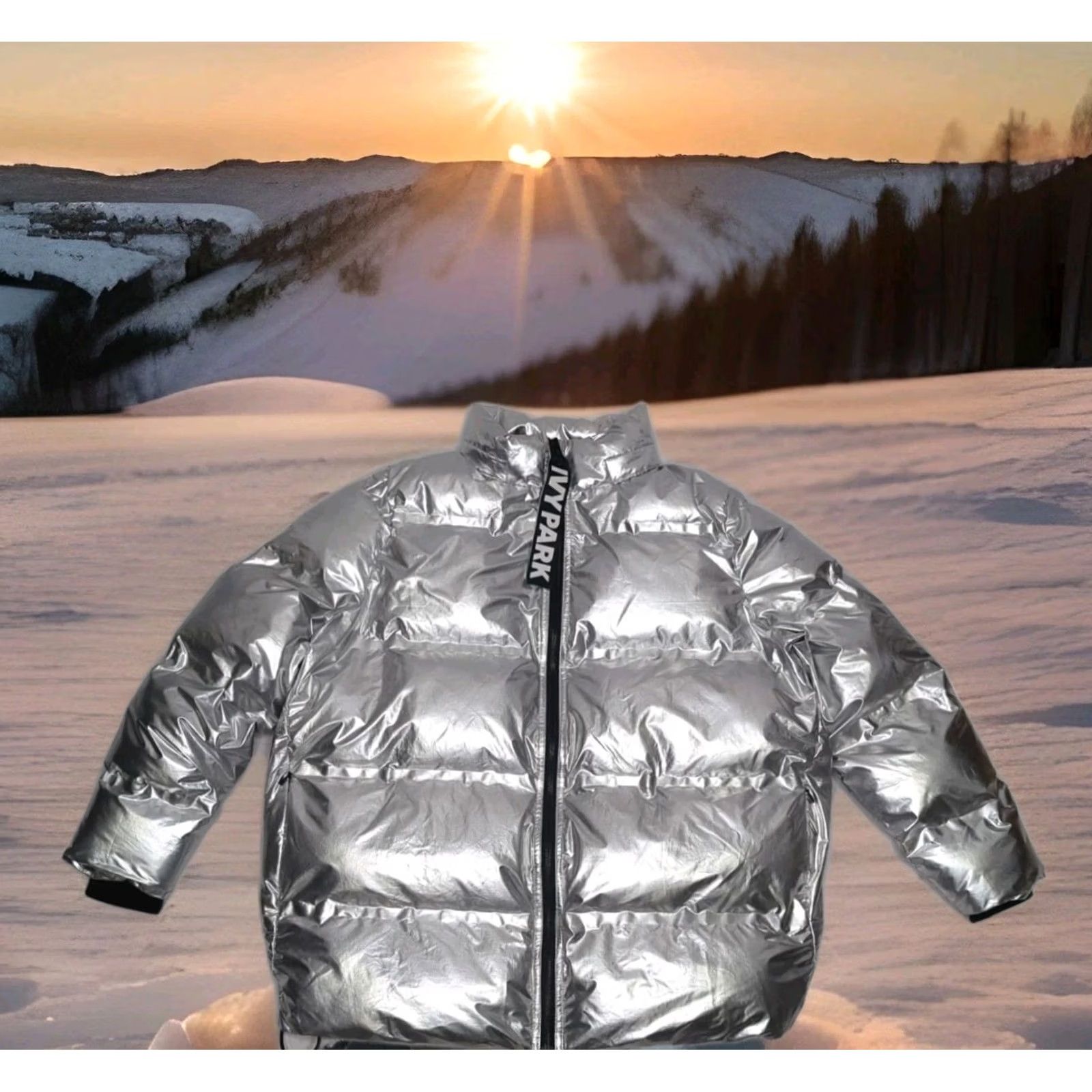 Ivy Park IVY PARK Jacket Silver Puffer Winter Zip Mid-Length Mens Small Womens Medium Size S / US 4 / IT 40 - 3 Thumbnail