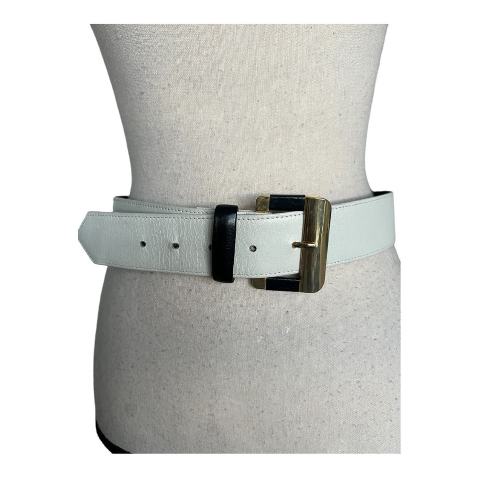 Vintage Mondi Accessories Vintage White Genuine Leather Belt Size 14 Size ONE SIZE - 3 Thumbnail