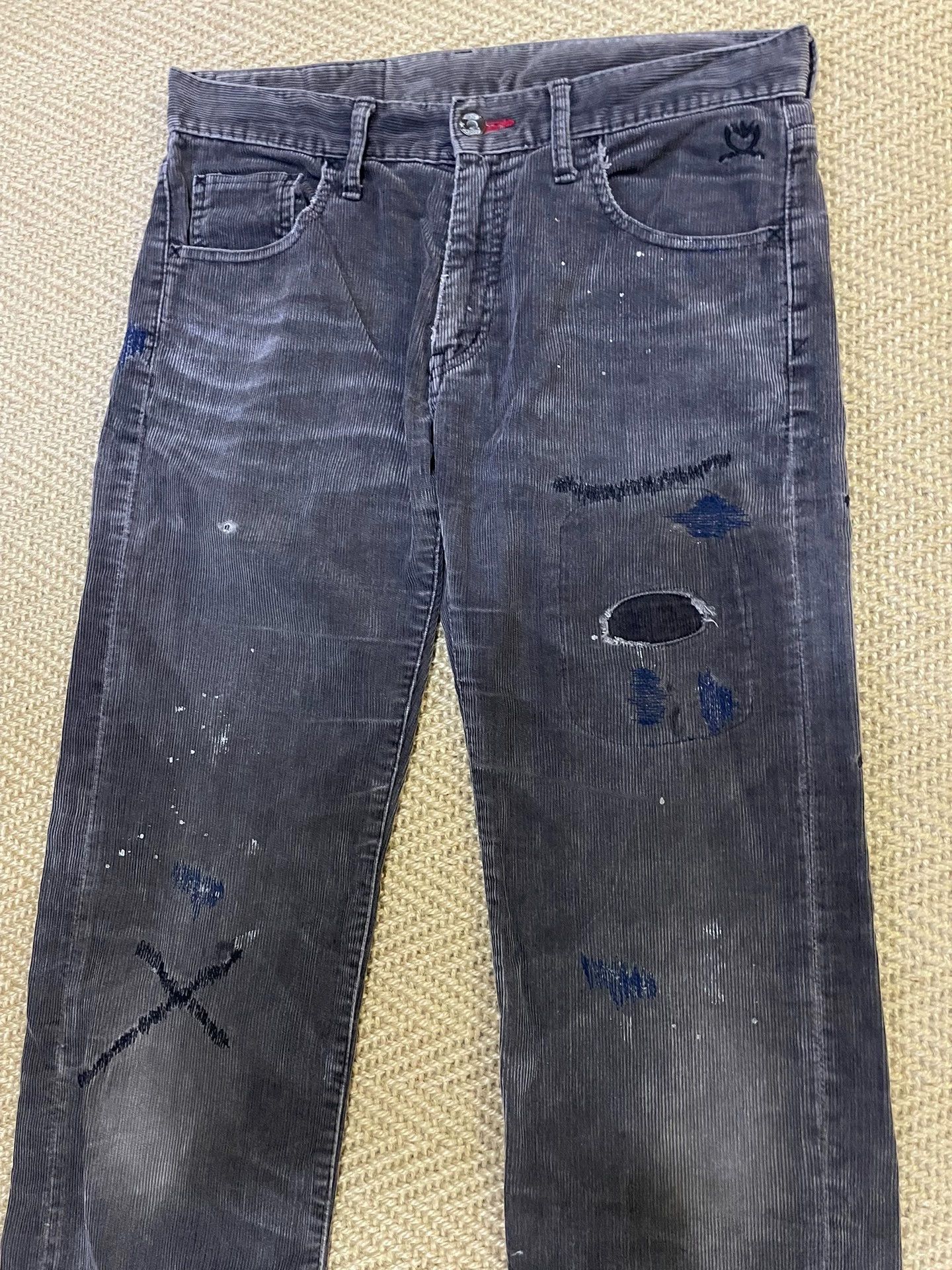 Neighborhood NBHD VTG Wash Knife-Cut Cord Narrow Pant S Black & Gray Good Size US 29 - 3 Thumbnail