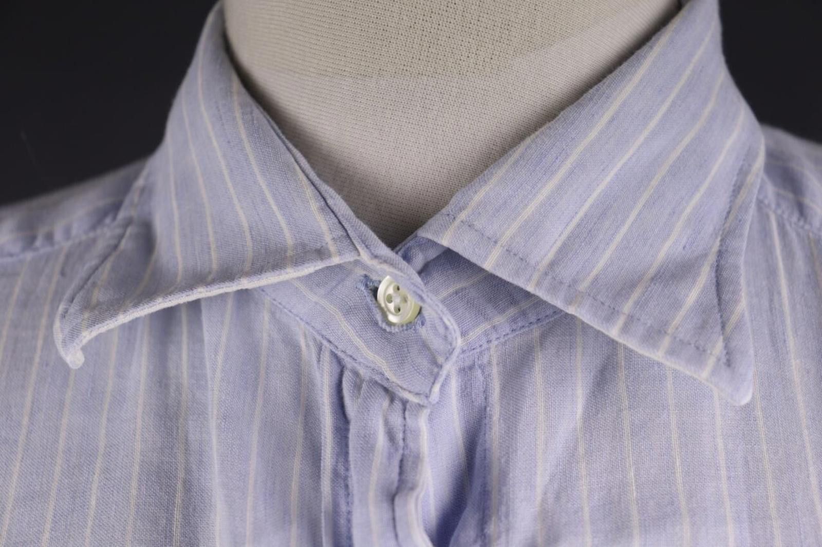 La Martina La Martina Blue White Striped Linen Collar Shirt Size L Size US L / EU 52-54 / 3 - 4 Thumbnail