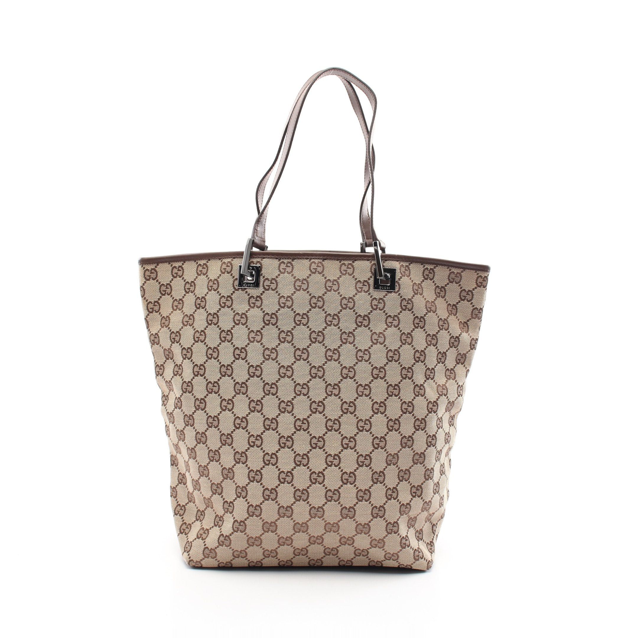 Gucci Gucci Gg Canvas Shoulder Bag Tote Leather Beige Dark Brown Size ONE SIZE - 1 Thumbnail