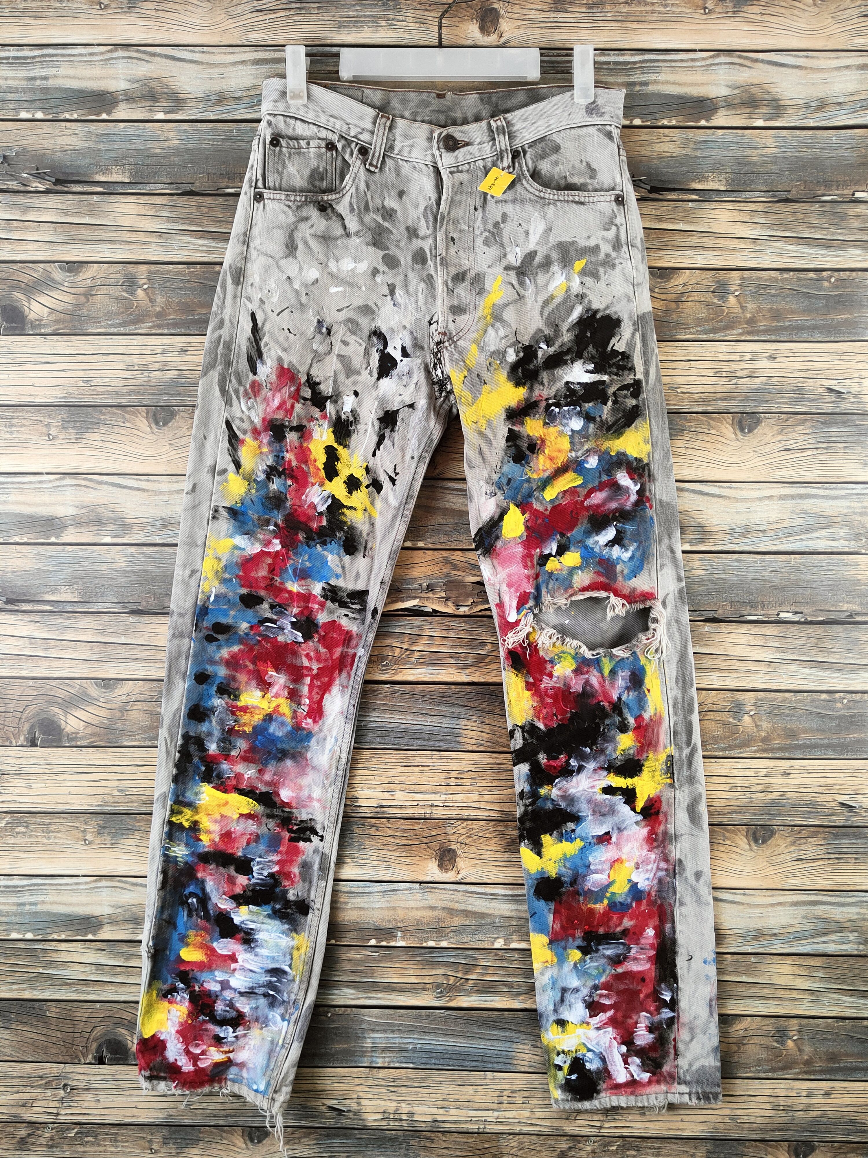 Levi's DL Levi's painter Gray Distressed Ripped denim Jeans #46-957 Size US 29 - 1 Thumbnail