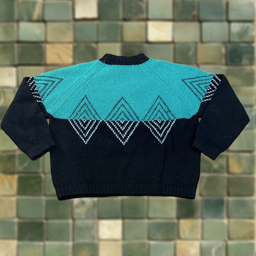Vintage VINTAGE Geometric Wool Sweater Large Green Black Argyle Knit Mens L Size US L / EU 52-54 / 3 - 1 Thumbnail