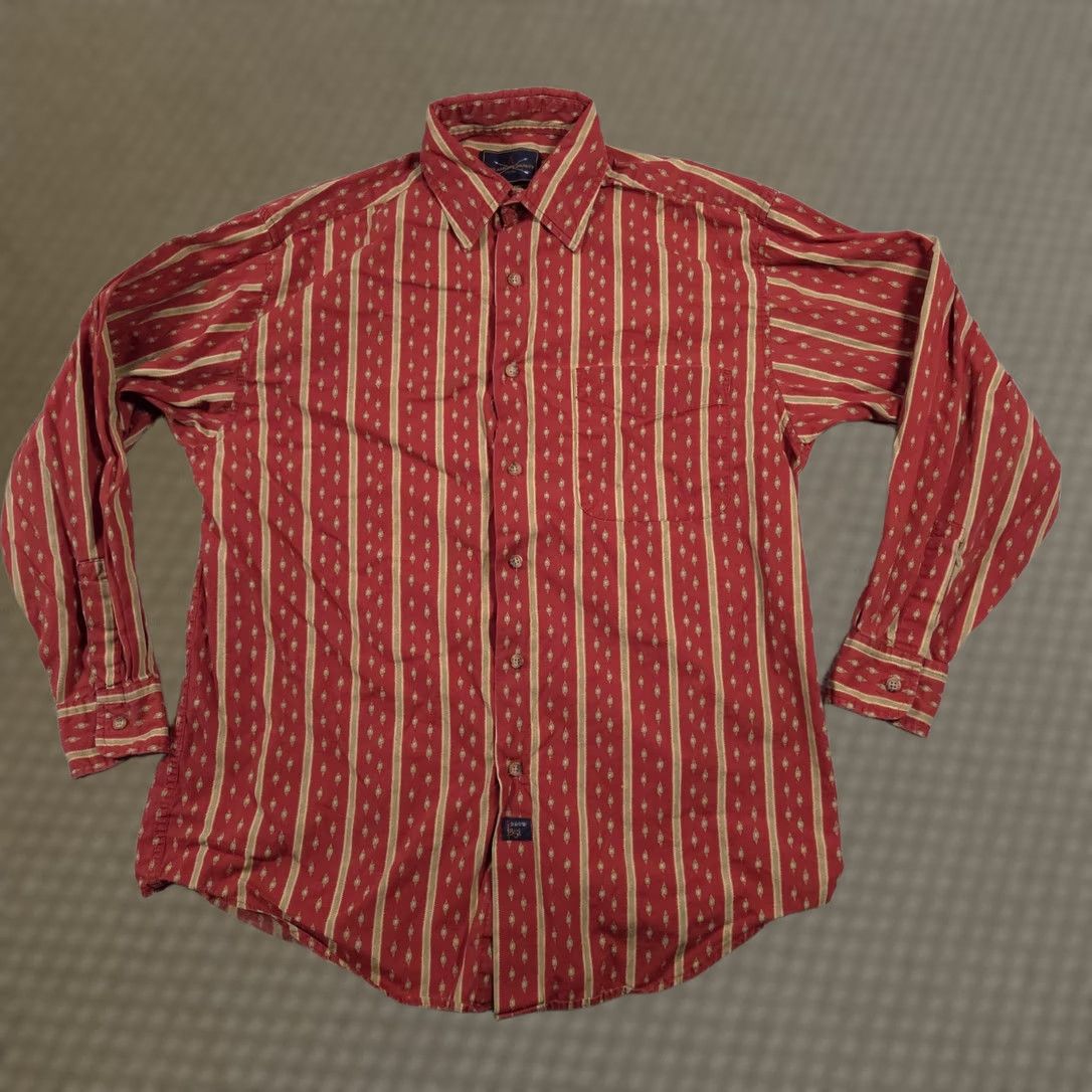 Arrow Arrow 1851 Shirt Mens Medium Red Tan Striped Long Sleeve Button Down Pocket Size US M / EU 48-50 / 2 - 1 Thumbnail