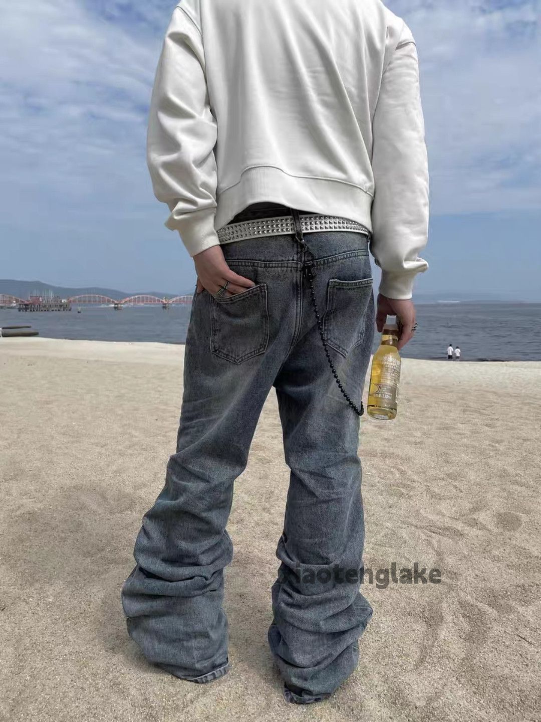 Jean × Vintage washed faded punk grunge hiphop flared bootcut jeans Size US 28 / EU 44 - 3 Thumbnail