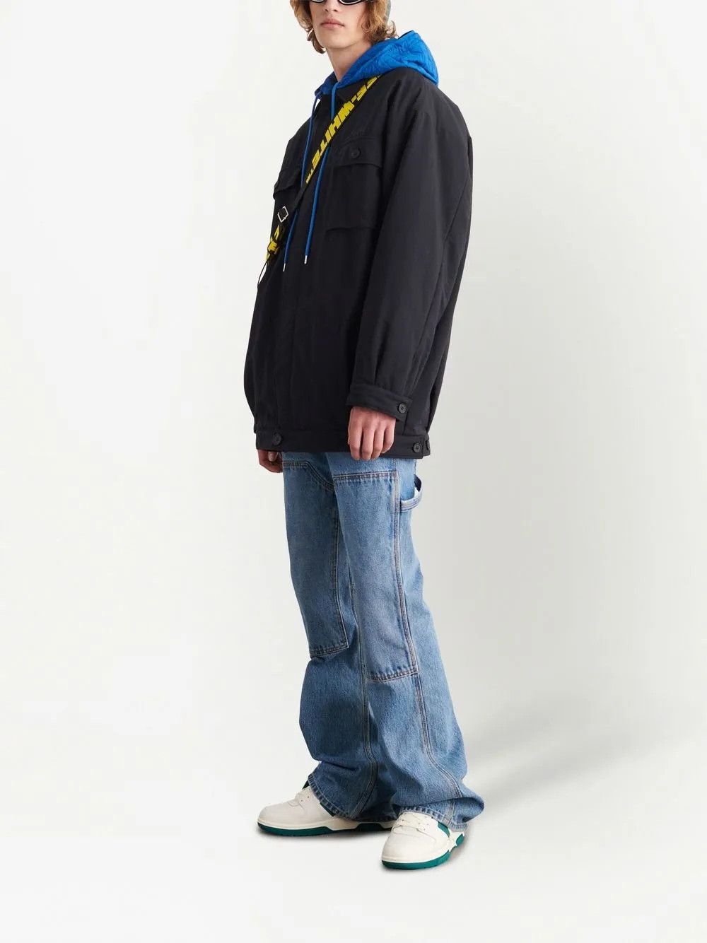 Off-White o1gr1nt0125 Race Canv Over Hoodie Shirt Jacket in Black Size US L / EU 52-54 / 3 - 2 Thumbnail