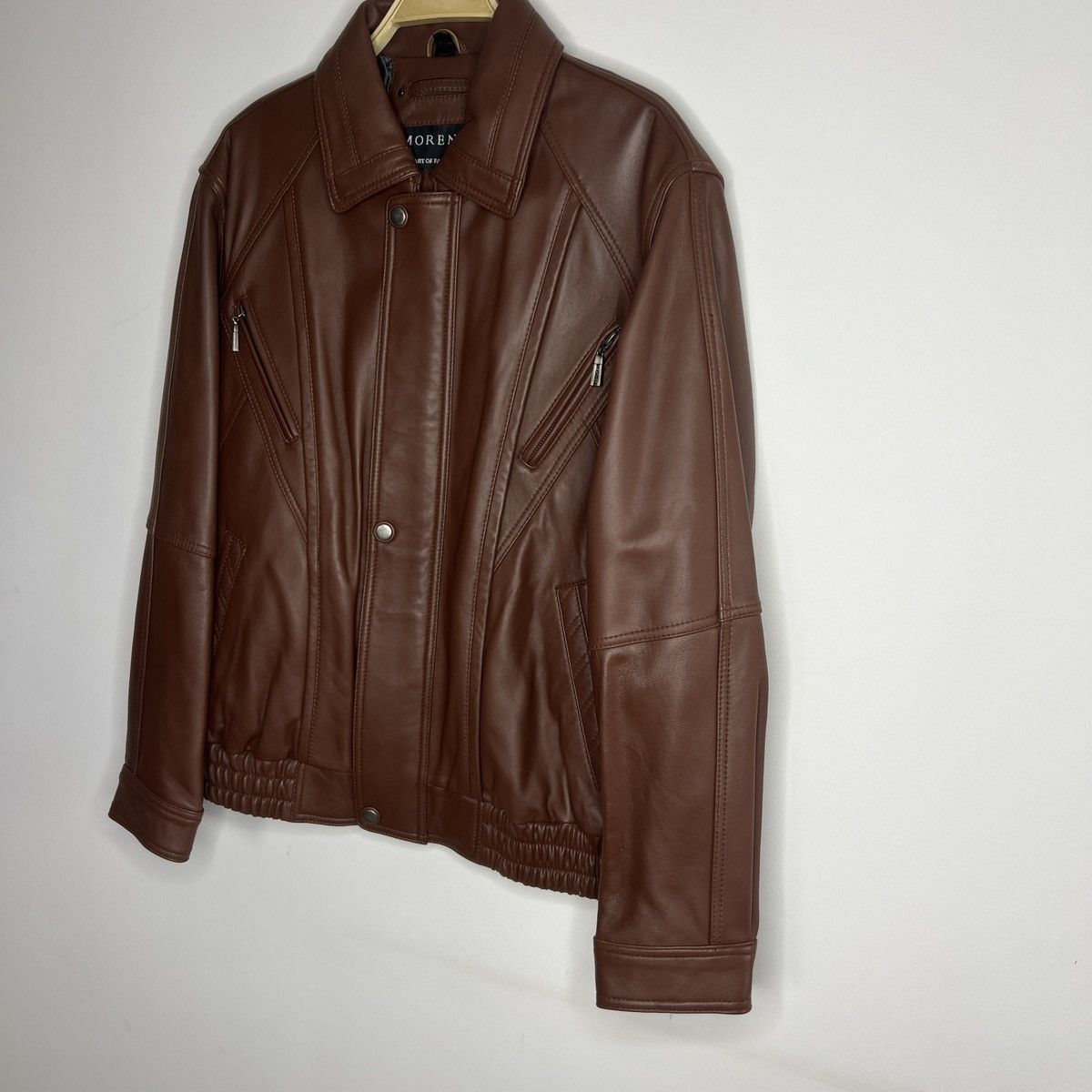 Leather × Vintage Vintage Brown Leather Motor Biker Jacket Trucker Genuine Size US M / EU 48-50 / 2 - 2 Thumbnail
