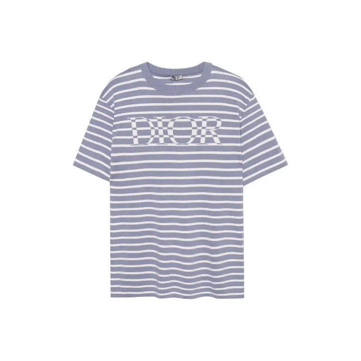シンプルに映える【 Dior 】D-Stripes Tシャツ T-Shirt Navy Blue and White D-Stripes Cotton Jersey | DIOR