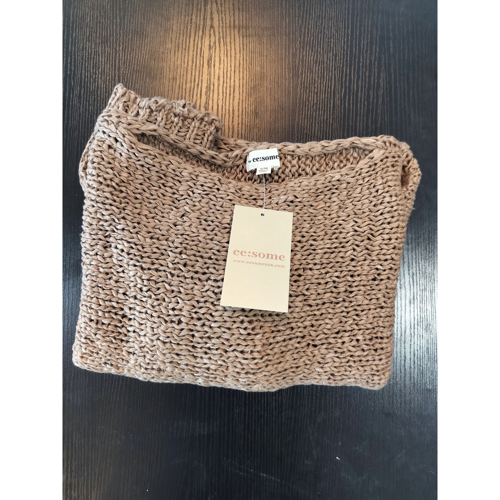Other Brown Cropped Sweater Loose Knit Oversized Drop Shoulder S/M Size S / US 4 / IT 40 - 4 Thumbnail