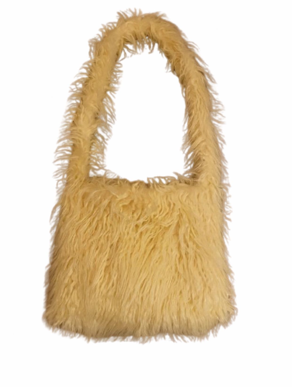 Vintage Faux Fur Crossbody Bag in Yellow, Men's