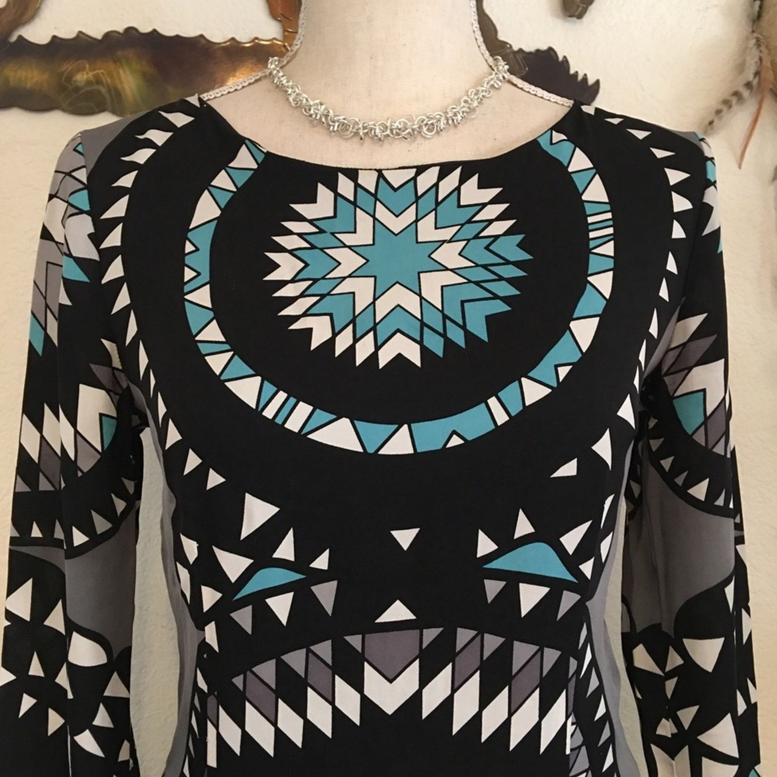 Mara Hoffman Mara Hoffman tribal print long sleeve silk dress Size S / US 4 / IT 40 - 2 Thumbnail