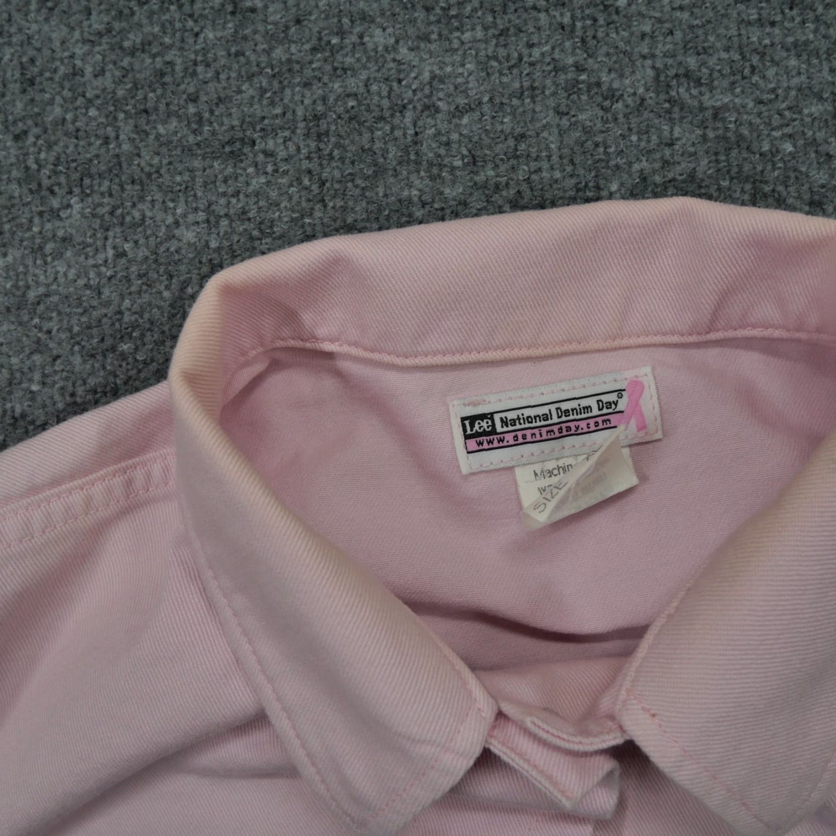 Lee VINTAGE Lee Jacket Womens XL Pink Breast Cancer Ribbon Casual Denim Short Sleeve Jacket Size 40" / US 18 - 5 Thumbnail