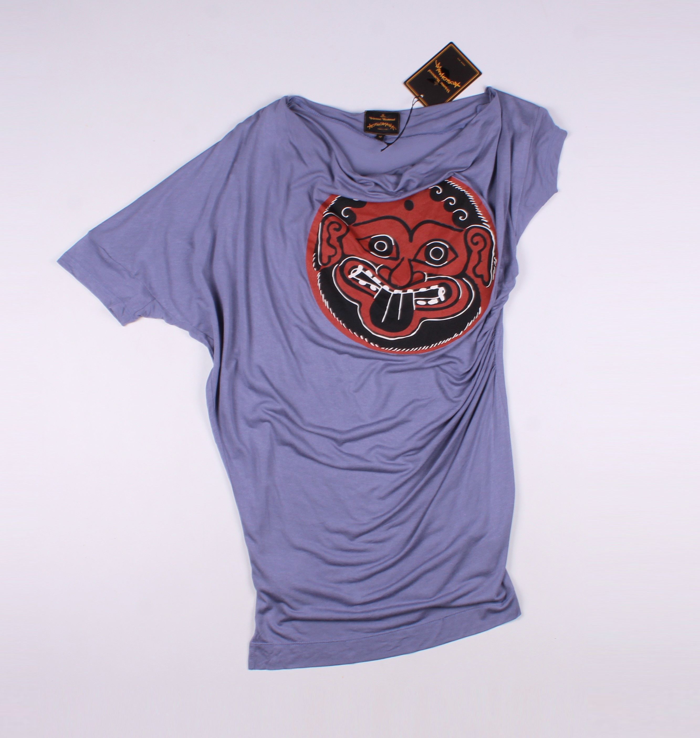 image of Vivienne Westwood Anglomania Asymmetrical Draped Tunic in Purple, Women's (Size Medium)