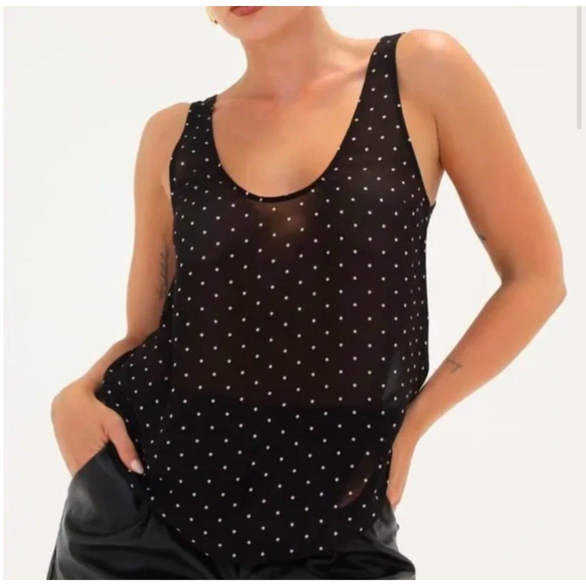 Other Rumored Old Fashion Classic Dot Tank Top SMALL Black Indie Size S / US 4 / IT 40 - 2 Thumbnail
