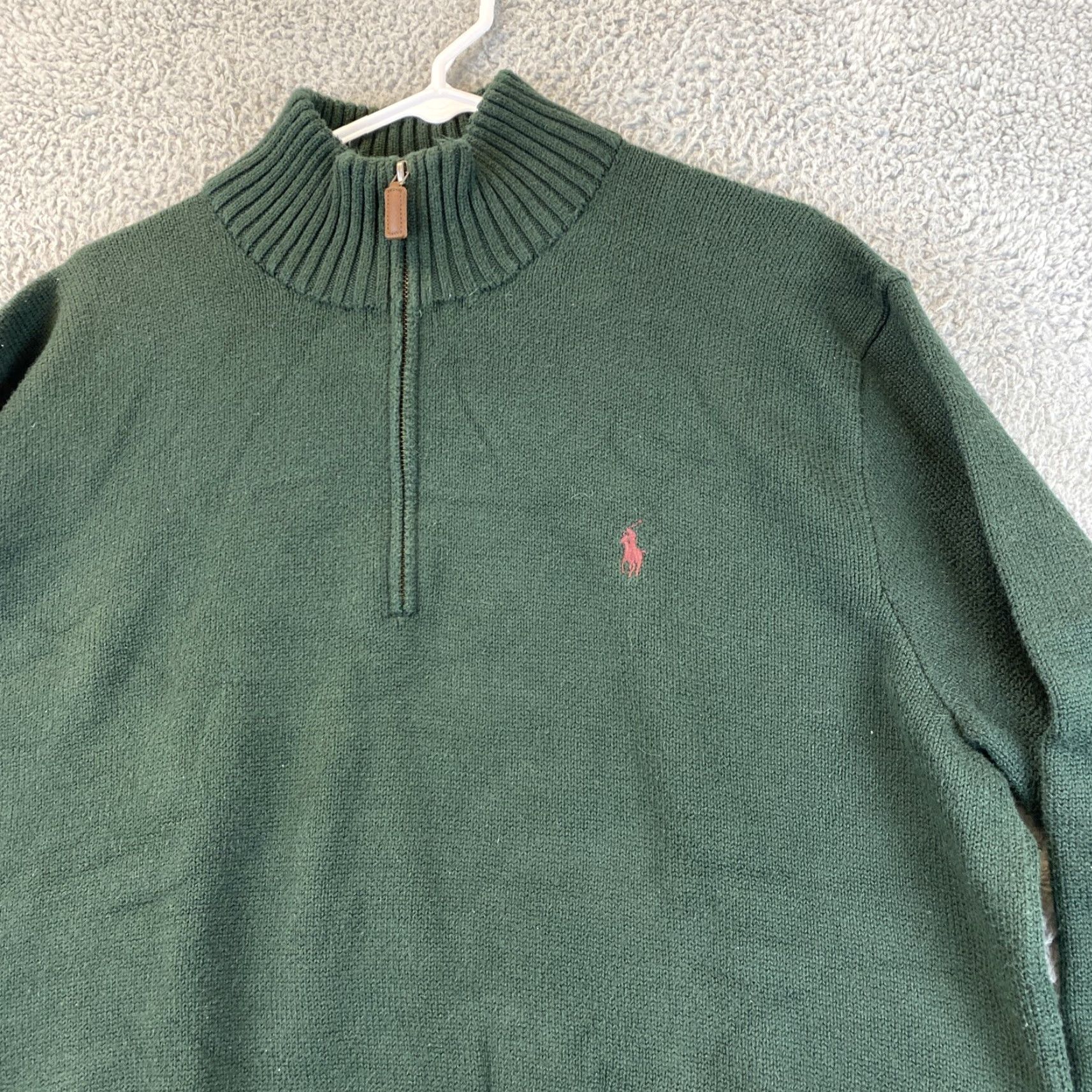 Polo Ralph Lauren Polo Ralph Lauren Men's 1/4 Zip Long Sleeve Sweater XL Green 66-11 Size US XL / EU 56 / 4 - 2 Thumbnail