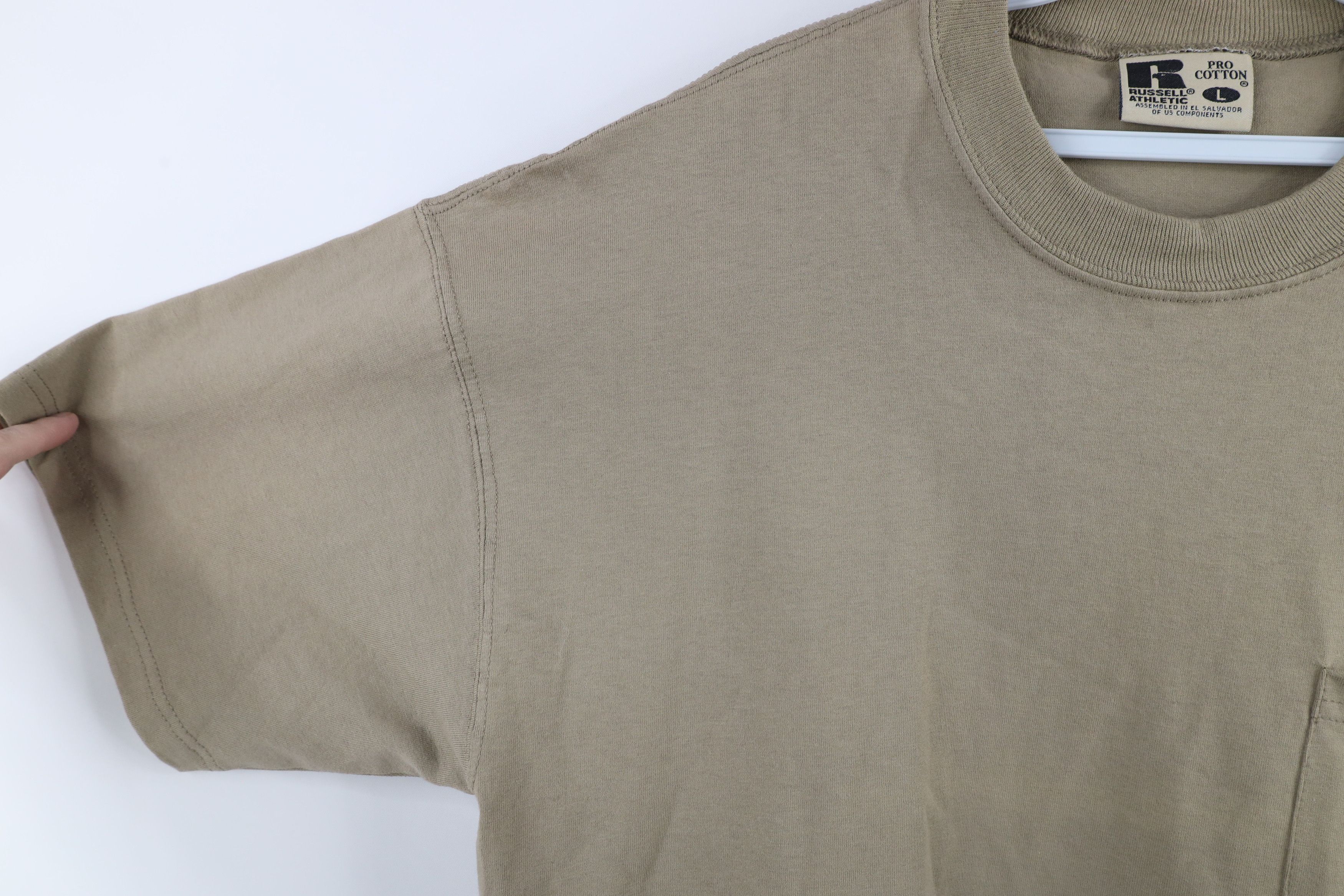 Russell Athletic × Vintage Vintage 90s Russell Athletic Pocket T-Shirt Beige Cotton Size US L / EU 52-54 / 3 - 6 Thumbnail