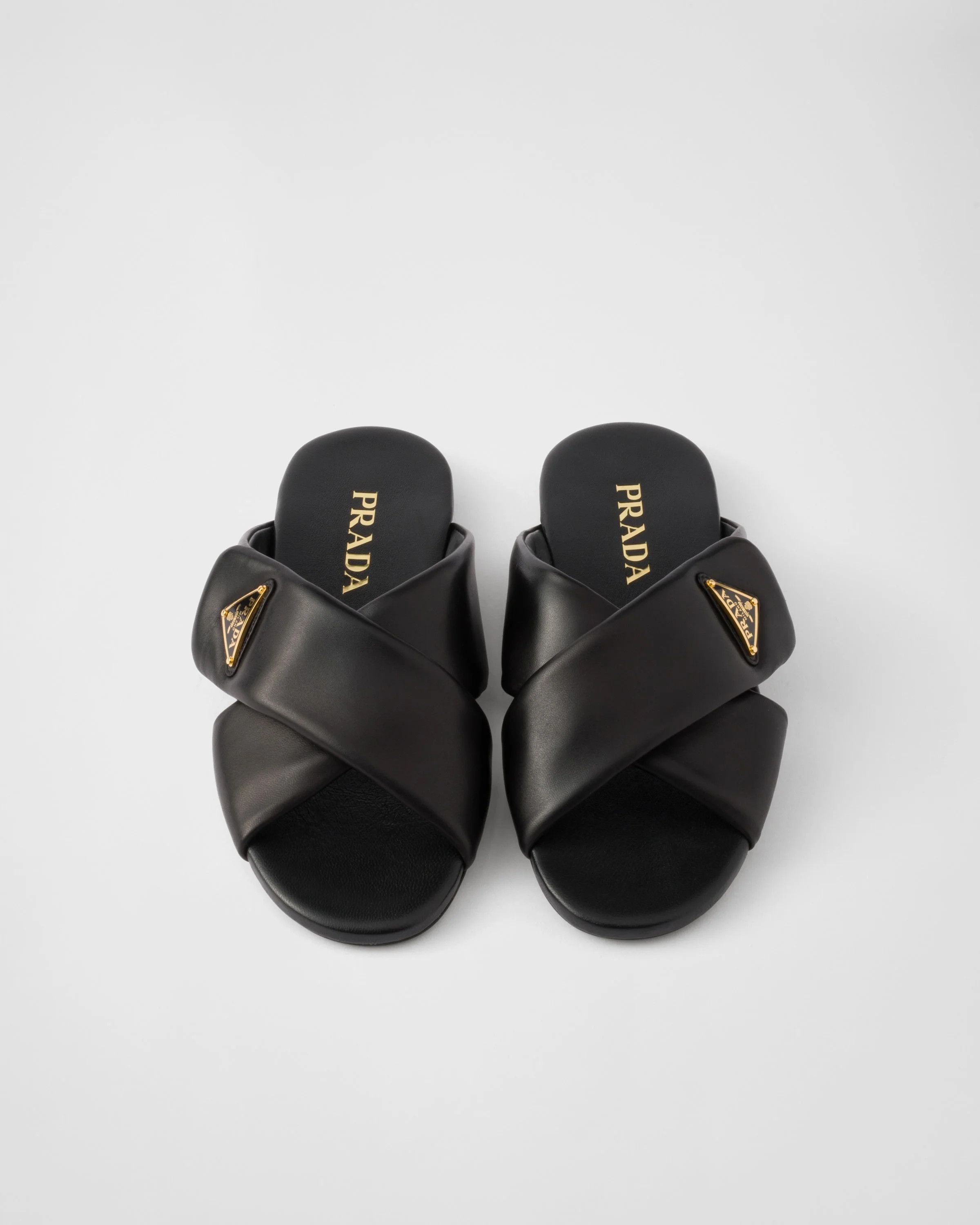 Prada o1B3y1r0526 Padded Nappa Leather Slides in Black Size US 11 / IT 41 - 3 Thumbnail