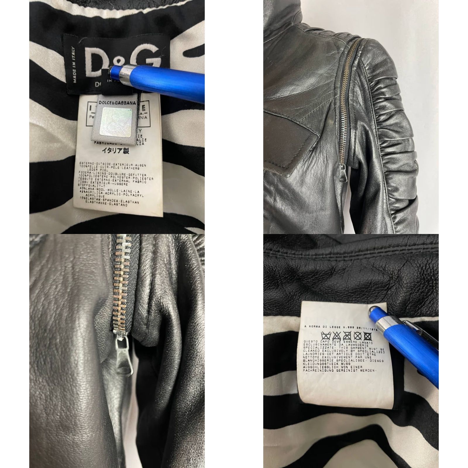 Dolce & Gabbana Dolce&Gabbana Jacket Womens Size S Black Leather Long Sleeve Full Zip Biker Solid Front Zip Pockets Size S / US 4 / IT 40 - 8 Thumbnail
