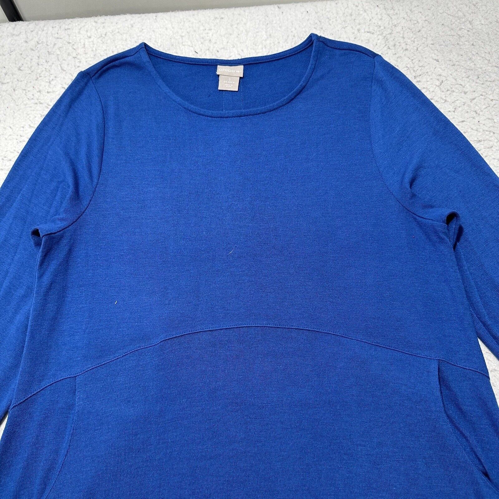 Chicos Chico's Medium A-Line Dress Button Back Long Sleeve Blue Size M / US 6-8 / IT 42-44 - 2 Thumbnail