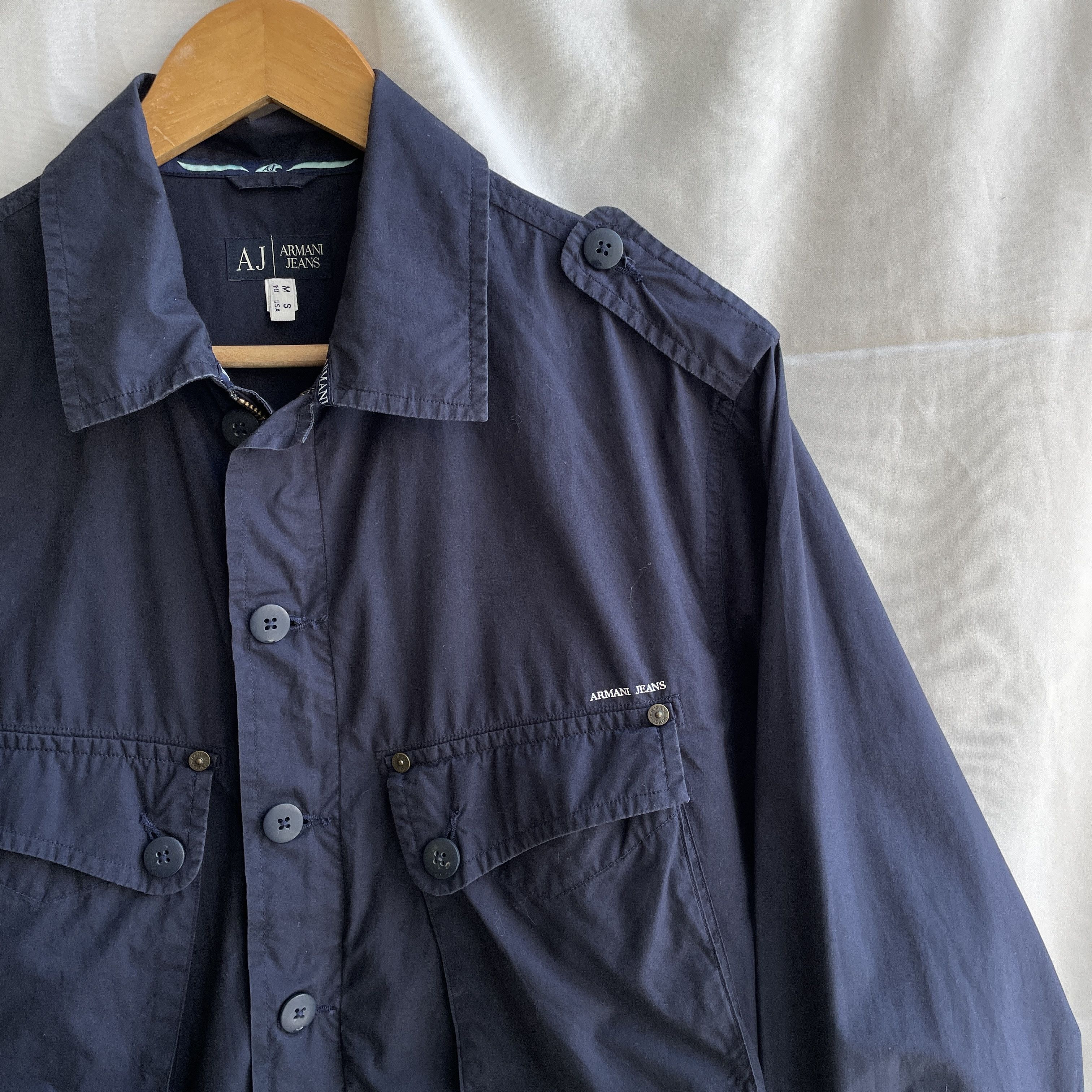 Armani Armani Jeans Vintage Utility Military Navy Zip Shirt Size US S / EU 44-46 / 1 - 5 Thumbnail