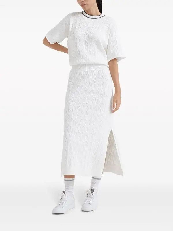 Brunello Cucinelli o1w1db10825 Dress in Open White Size XL / US 12-14 / IT 48-50 - 1 Thumbnail
