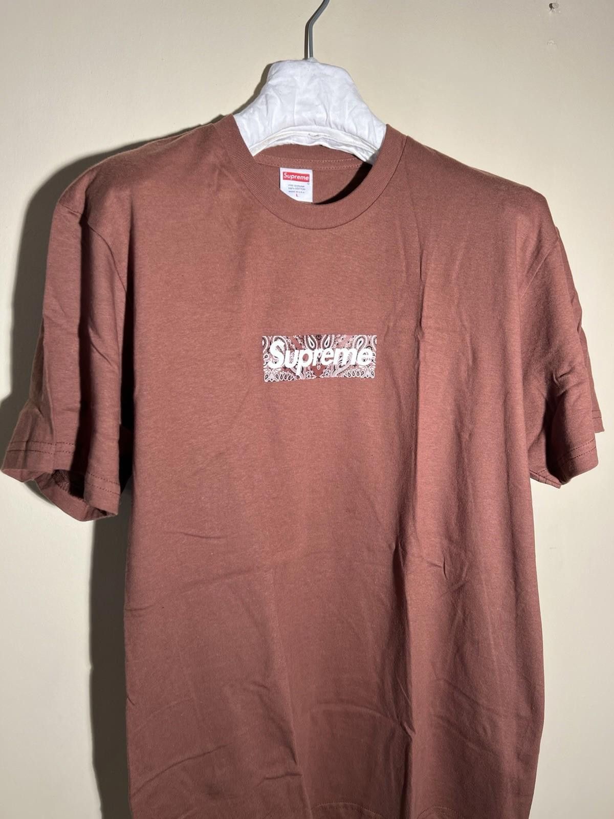 Supreme FW19 Supreme Bandana Box Logo Tee Brown L 2019 Size US L / EU 52-54 / 3 - 4 Thumbnail