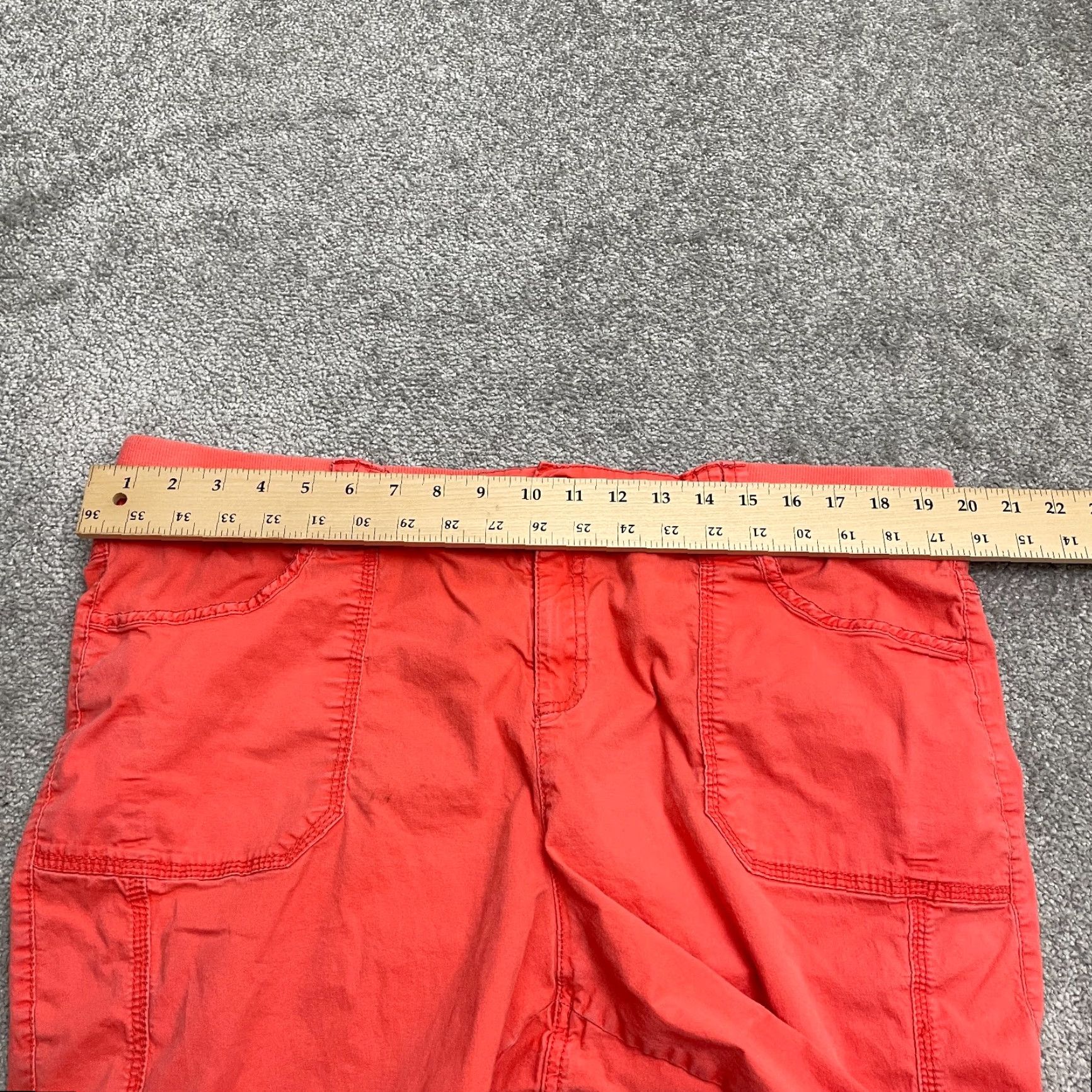 Vintage Lane Bryant Pants Womens 20 Plus Orange Cotton Spandex Regular Straight Knit Button Zip Size 42" / US 20 - 6 Thumbnail
