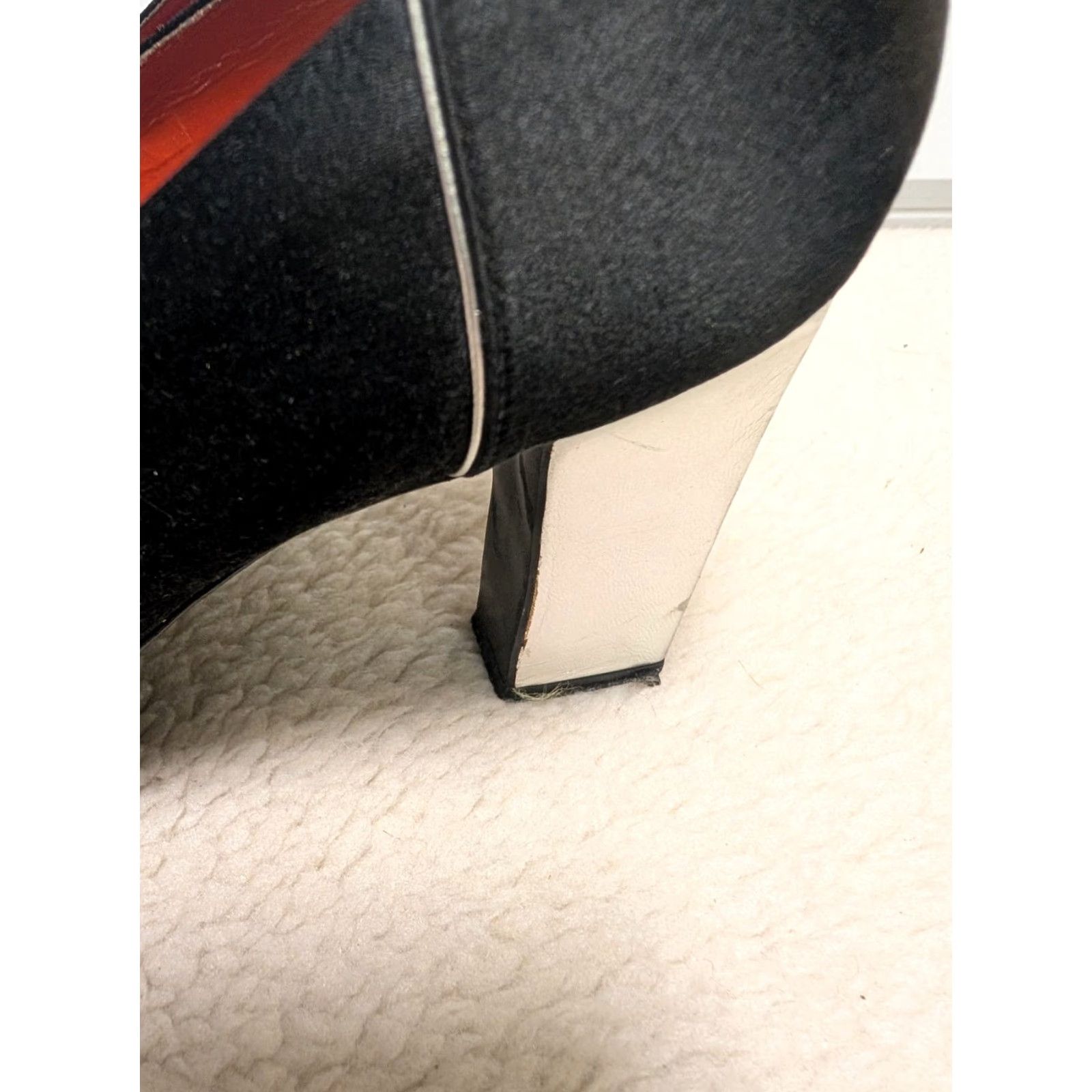 Yves Saint Laurent VINTAGE Yves Saint Laurent Pumps Black Satin Taffeta Silver Block Heel 7 Womens 1970s Size US 7 / IT 37 - 6 Thumbnail