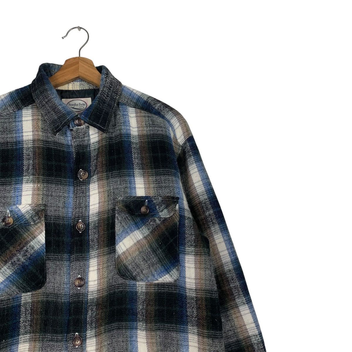 Flannel BONITA BELA Four Pocket Checked Flannel Jacket #2296-C102 Size US M / EU 48-50 / 2 - 5 Thumbnail