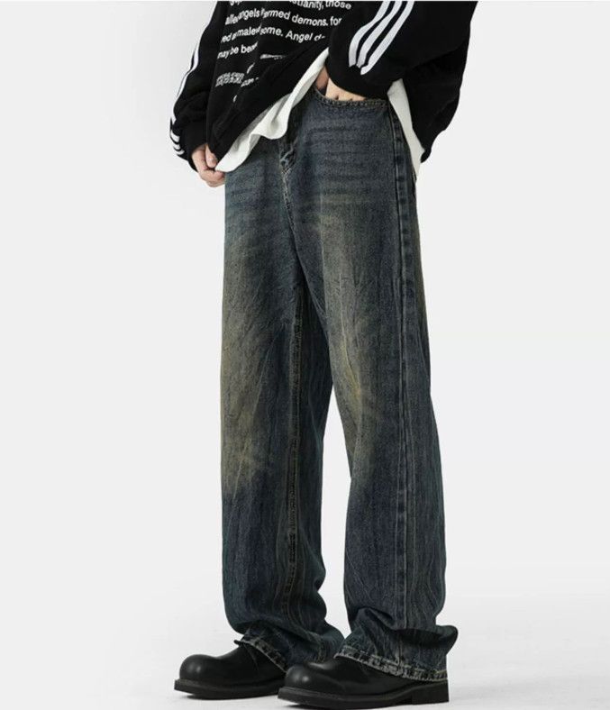 Japanese Brand American men's street loose wide-leg washed retro jeans Size US 32 / EU 48 - 4 Thumbnail