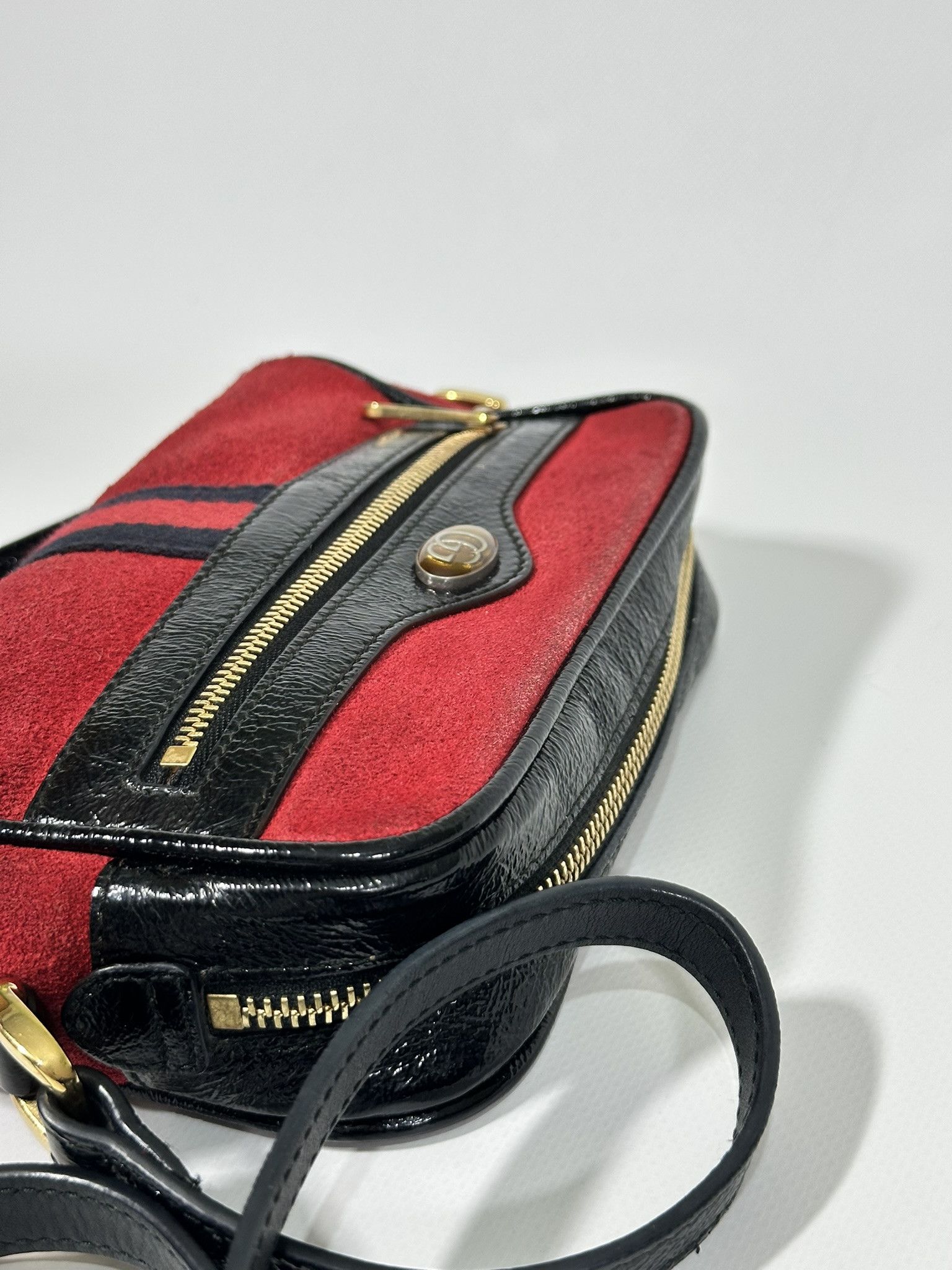 Gucci Gucci Crossbody Bag Ophidia Marmont GG Red Suede Web Size ONE SIZE - 10 Thumbnail