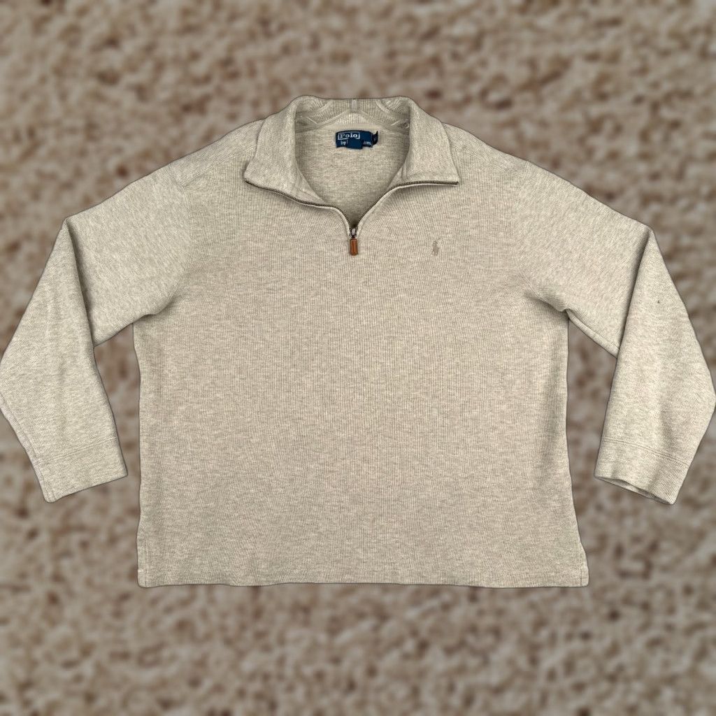 Ralph Lauren VINTAGE Polo Ralph Lauren Sweater Shirt Adult XL Gray 44" Chest 1/4 Zip Mock Neck Golf Casual Mens Size US XL / EU 56 / 4 - 1 Thumbnail