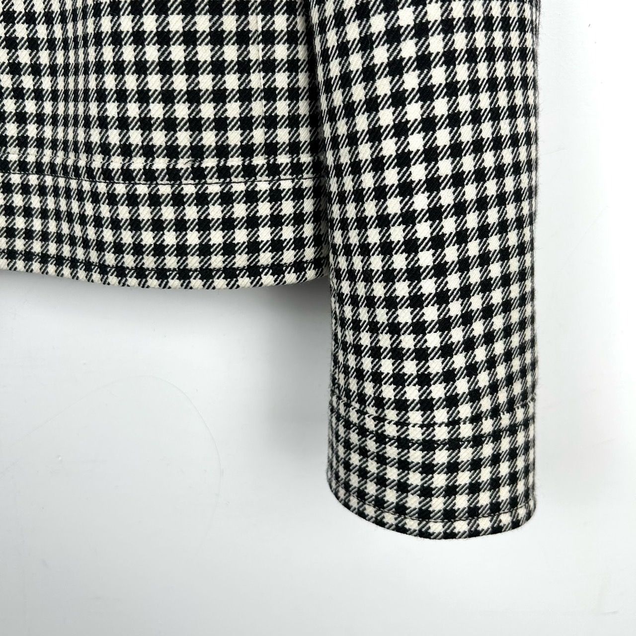 Miu Miu Miu Miu Womens Black & White Gingham Wool Jacket With Red Lo Size XS / US 0-2 / IT 36-38 - 5 Thumbnail