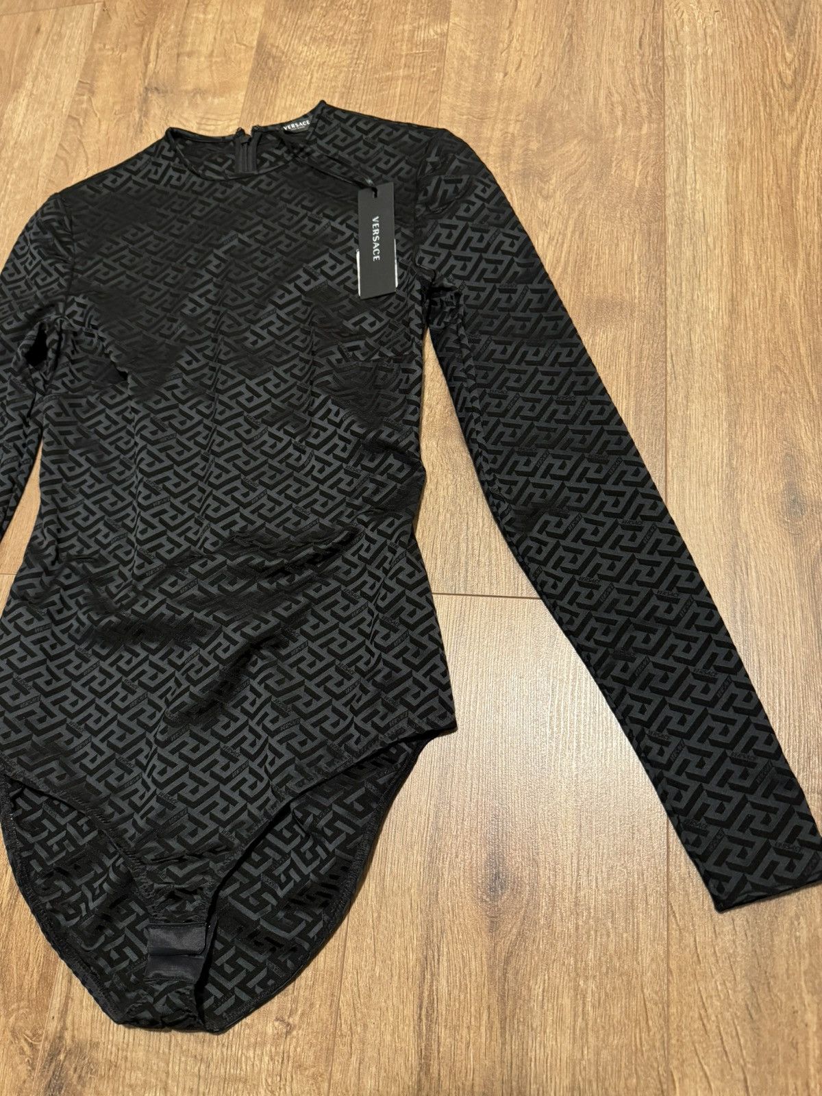 Versace Versace La Greca black monogram bodysuit, size S Size S / US 4 / IT 40 - 4 Thumbnail