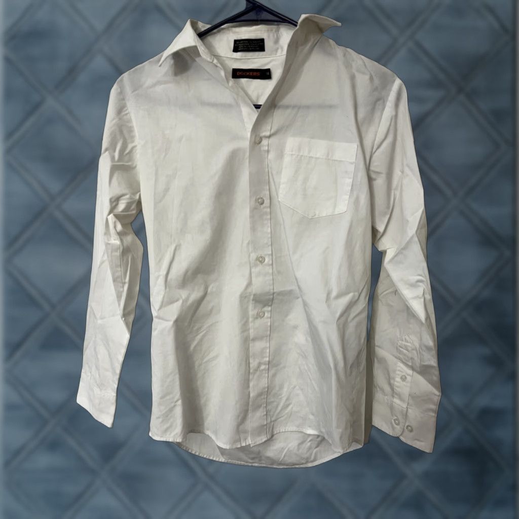 Dockers DOCKERS JUNIOR MEN’S WHITE SHIRTS COTTON BLEND 14 WHITE SOLID BUTTON SHIRT Size US S / EU 44-46 / 1 - 1 Thumbnail