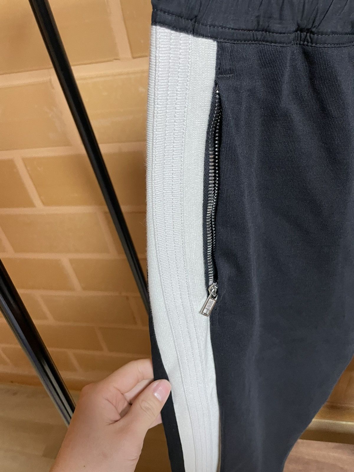 Rick Owens FW19 Oyster Black Side Stripe Track Pants 46